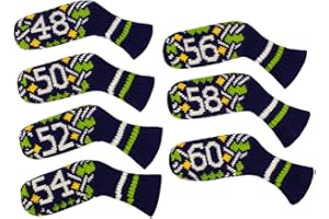 Scott Edward 7 Pcs Knitted Wedge Golf Iron Headcovers Cuteness Basically Socks Shape Washable Golf Club Protector for Most Br
