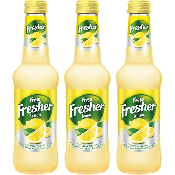 Fresa Fresher Sparkling Lemon Juice (Pack of 3 Bottles, 250ml Each