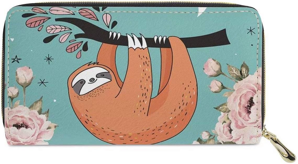 chaqlin Women Wallet Funny Sloth Print Casual Leather Purse for Cell Phone Girl Ladies Credit Cards Coins Organizer Purse Handbags - Image 3