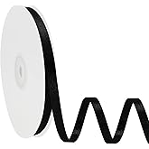 Simplegoal Double Face Black Satin Ribbon 1/4 Inch X 50 Yards Polyester Black Ribbons for Gift Wrapping Fabric Ribbon for Crafts Flower Bouquet Sewing Arts Wedding Party Decoration