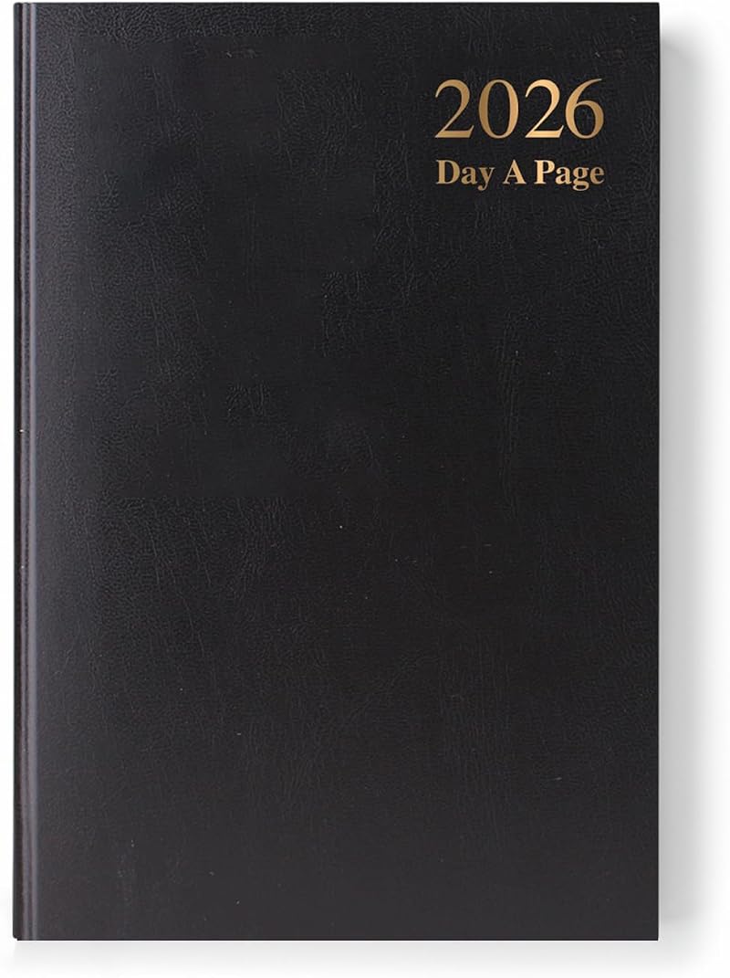 Karrma Ltd A5 2026 Page a Day Desk Diary Hard Backed Leather Planner