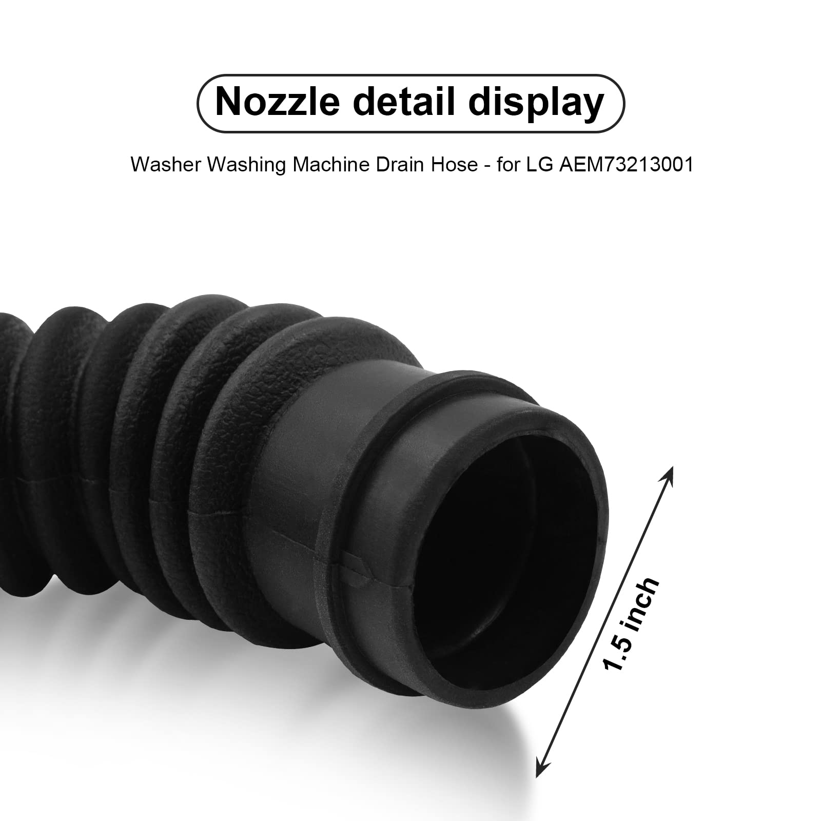 Washer Drain Hose Assembly AEM73213001 - Thicker Tub-to-Pump Connector with Stainless Steel Hose Clamps - Compatible with LG Washing Machines