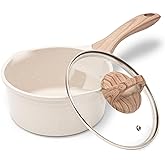 JEETEE 1.5 Quart Saucepan with Lid Nonstick Stone Coating Sauce Pan Milk Pan for Cooking Inudction Pot(Beige)
