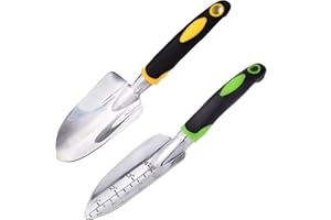 2 Pcs Gardening Tools Trowel & Wide Garden Shovel Pointed with Soft Rubberized Non-Slip Ergonomic Handle, Garden Hand Tools f
