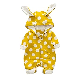 DorkasDE Baby Strampler Neugeborene Kleinkinder Strampleranzug Overall Cartoon Jumpsuit Frühling Herbst Babykleidung mit Kapu