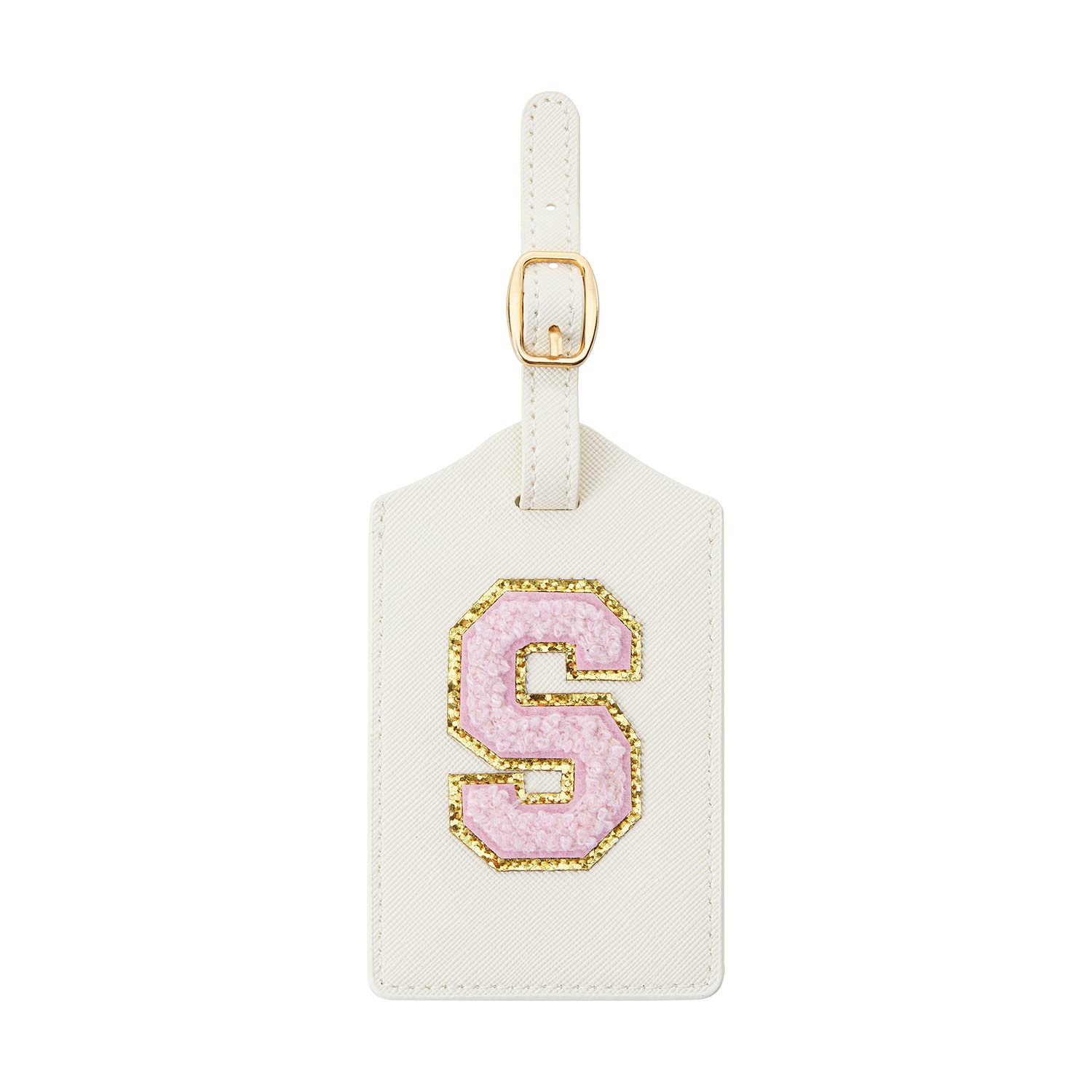 Photo 1 of Initial Luggage Tag, PU Leather Luggage Tag, Embroidered Luggage Tag, Letter Luggage Tag, Monogrammed Luggage Tag, Luggage Tag for Baggage Bag Suitcase (S, White Leather+Pink Letter)