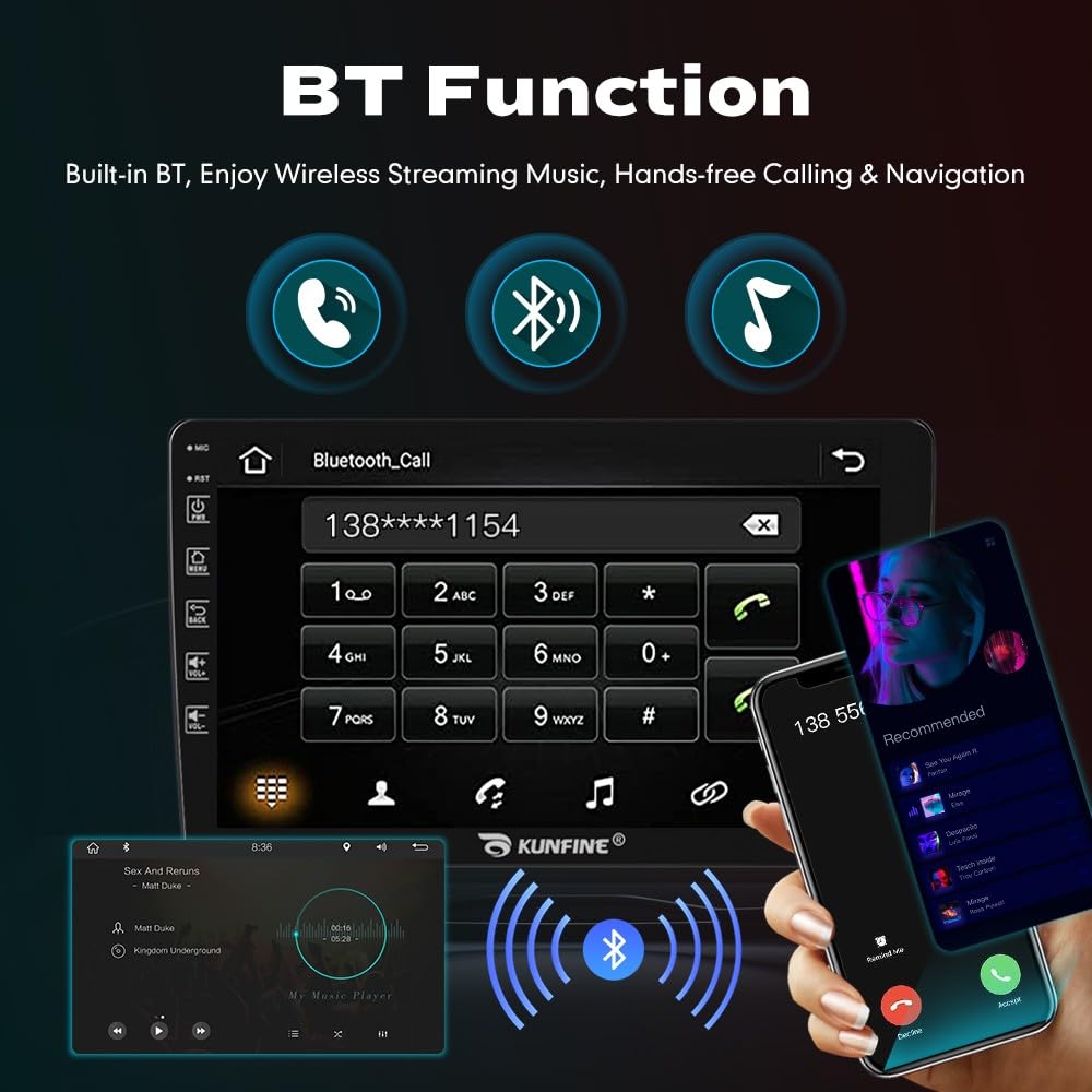 Kunfine CarPlay Android Auto Navigation Stereo GPS Radio Reverse Camera Display 9