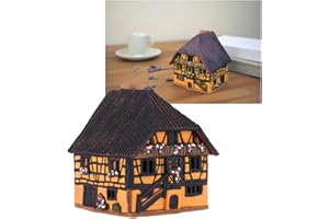 Midene Ceramic Art Tealight Candle Holder Room Decoration Handcrafted Collectible Miniature Aroma Light House Historic House 