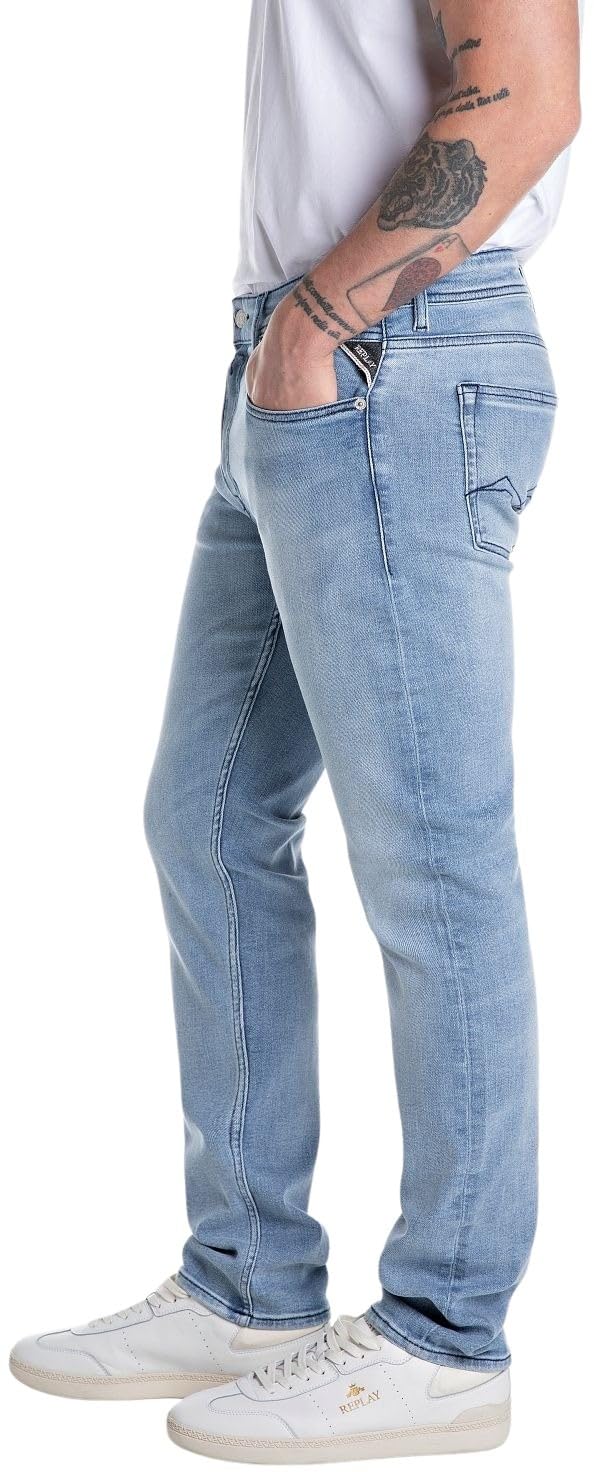 Replay Herren Jeans Grover Straight-Fit mit Comfort Stretch, Light Blue 010 (Blau), 30W/32L 2