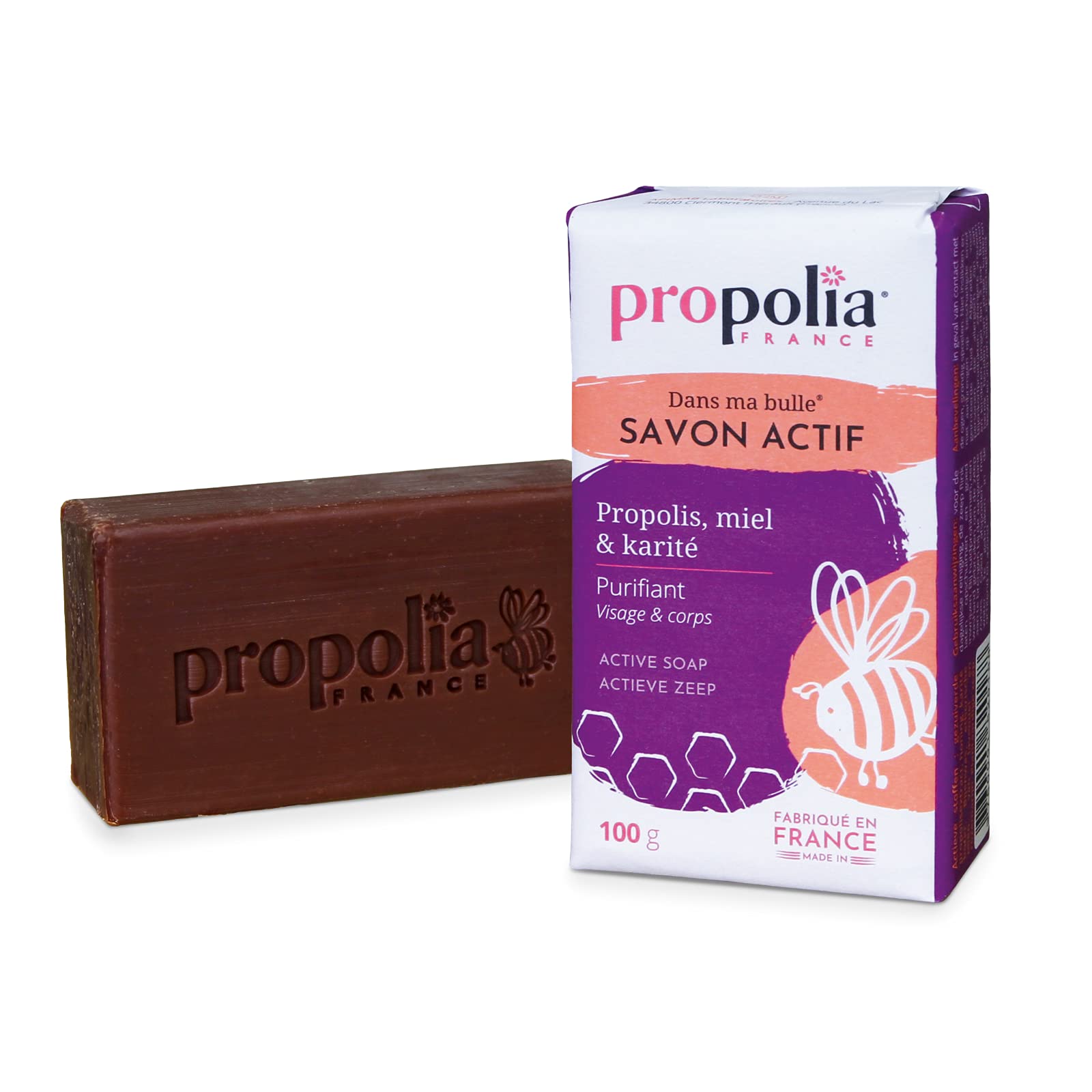 PROPOLIA - Active Soap - Face and Body - Propolis/Honey/Shea - Children and Adults - Made in France - 100g Bread