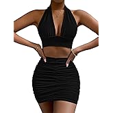 2 Piece Outfits for Women Sexy Club Night Out Crop Top & Bodycon Skirt Set Dresses