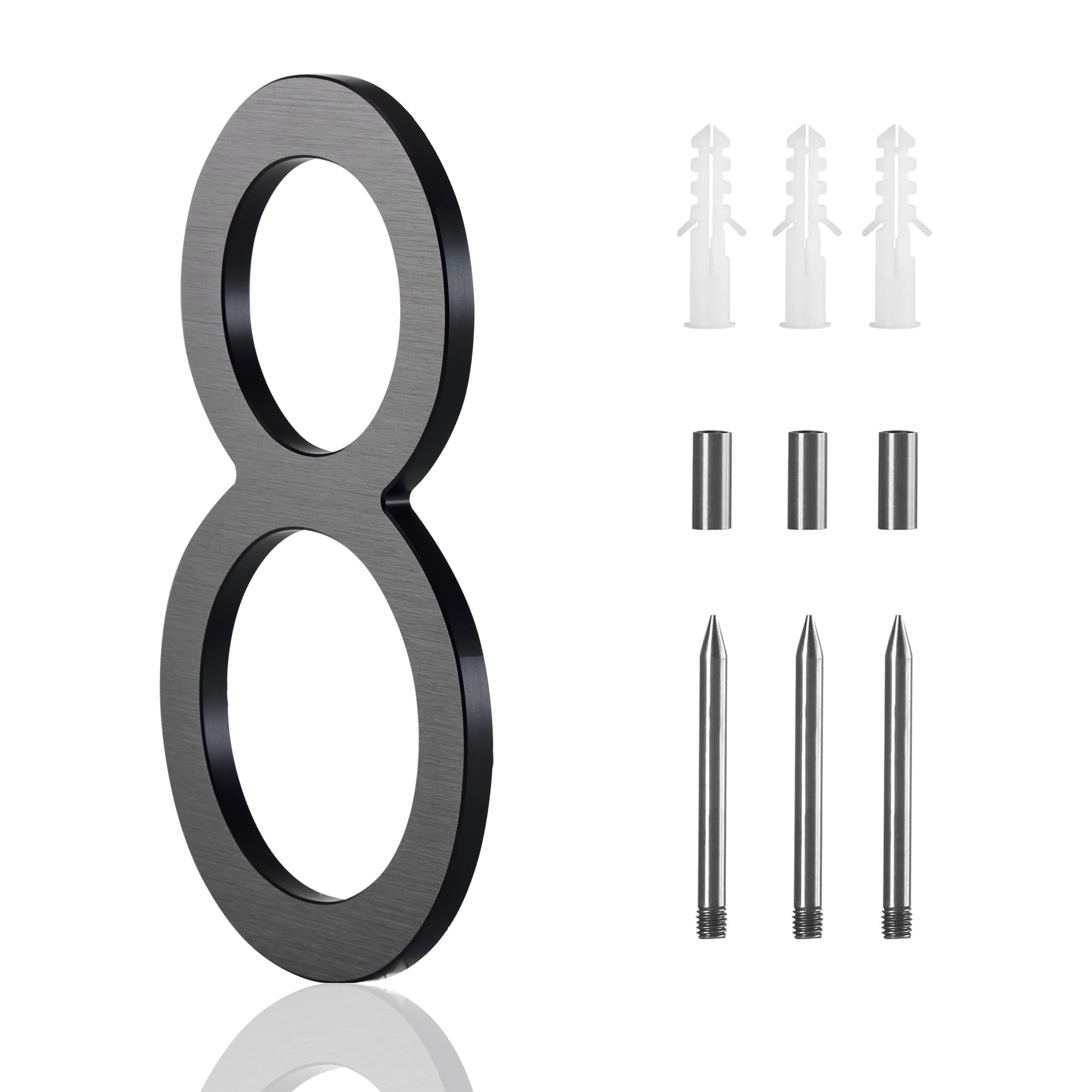 Photo 1 of 12 Inch Large house Numbers for Outside Modern,Metal House Numbers Black Large Address Numbers For House Matte Black House Numbers Floating Flush MountAluminumHome Address Numbers 8