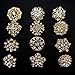 Zakia Lot 24pcs Crystal Flower Bridal Brooch Pin Brooches Gold
