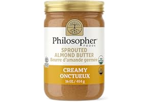 Philosopher's Creamy Sprouted Almond Butter – 454g – Organic, Non-GMO, Keto, Paleo, Vegan, Gluten Free, Made with Sprouted Al