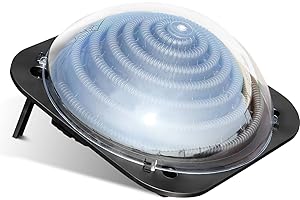 IRONMAX Solar Pool Heater, Dome Swimming Pool Water Warmer Equipment w/Protective Lid & Hoses, Pool Heater for Above Ground Swimming Pool