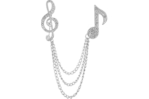 WCRAZYE Music Note Brooch Pink for Men Women Gold /Silver Music Note Mark Brooch Lapel Pin Badge Hanging Chains Collar Brooches Pin for Career Suit Tuxedo of Shirts Tie Hat Scarf for Boyfriend Father Birthday Gift