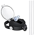 HYDROWION Auto Flip Straw Lid with Button Lock for Wide Mouth Water Bottle 12, 18, 24, 32, 40, 64oz, Great Lid for Hydro Flask, Takeya, Iron Flask