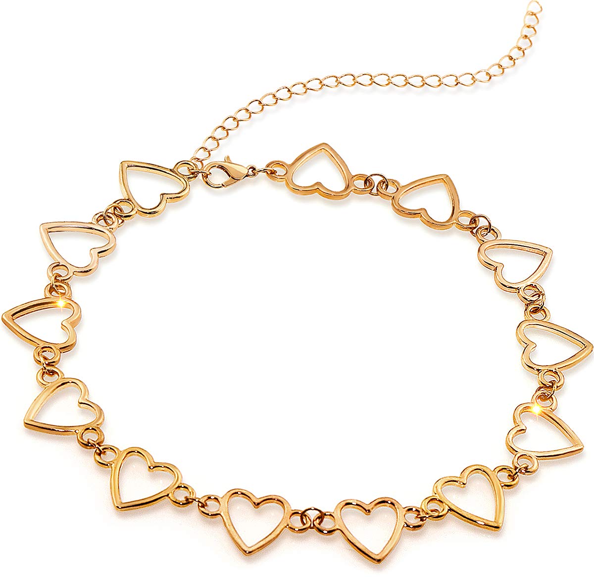 Suyi Choker Necklace - Simple Heart Chain Choker Statement Clavicle Necklace Gift for Women Girls Necklace Jewerly HeartGold