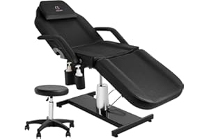 LUXMARS Hydraulic Facial Chair Tattoo Chair Adjustable Professional for Esthetician Beauty Lash Extensions Spa Table Esthetician Chair Spa Beds for Esthetician with Storage Pocket (Black)