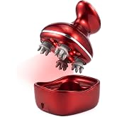 bubbotparty Electric Scalp Massager with LED Red Light, Silicone Head Massager Scalp, Handheld Head Scratcher Massage Tool, Portable Waterproof Hair Massager, 3 Modes, Relaxing Gift for Men Women