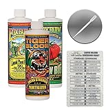 Fox Farm Liquid Nutrient Trio Soil Formula: Big Bloom, Grow Big, Tiger Bloom (Pack of 3-16 oz. Bottles) 1 Pint Each + Twin Canaries Chart & Pipette