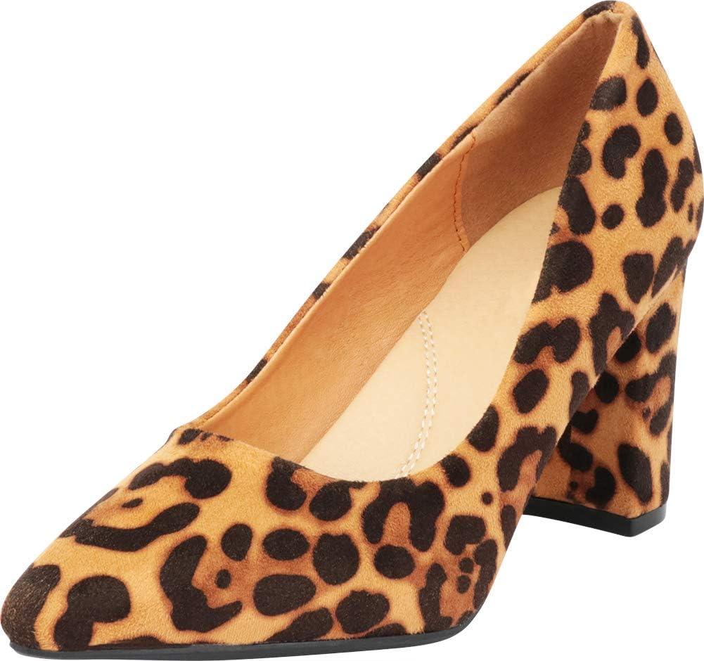 Women's Classic Pointed Toe Chunky Block Heel Pump