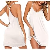 Ekouaer Women's V Neck Racerback Sleeveless Nightgown