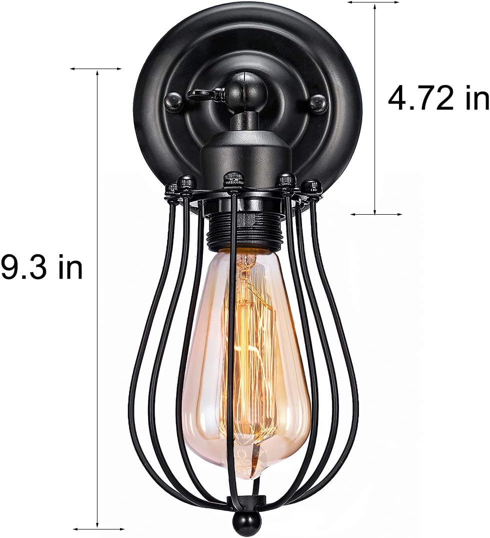 Wire Cage Wall Sconce Licperron Adjustable Industrial Wall Sconce 2 Pack Vintage Style Bedroom Garage Porch Mirror - - 