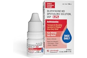 Glenmark Therapeutics Olopatadine Eye Drops for Allergies, Redness Relief, Antihistamine Eye Drops, Allergy Relief from Pet Dander, Pollen, Grass, Ragweed, Works in Minutes, Olopatadine HCl 0.2% 2.5ml