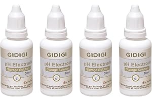 GIDIGI pH Electrode Storage Solution, 4-Pack 30ml pH Probe Solution for pH Meter and ORP Meter, 3 MOL KCL Electrode Filling/Storage Solution for Laboratory and Industrial Use