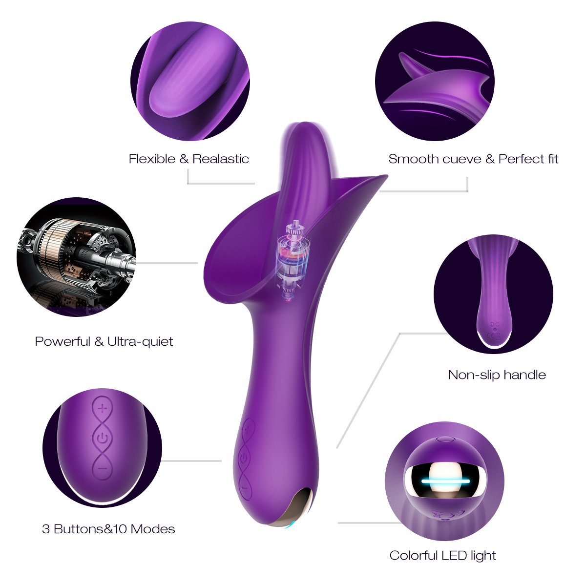 G Spot Tongue Clitoris Vibrator Adult Sex Toys, Banenu Powerful Silicone Waterproof Rechargeable Nipples Vagina Clit Anal Stimulator Massager for Women, Men and Couples