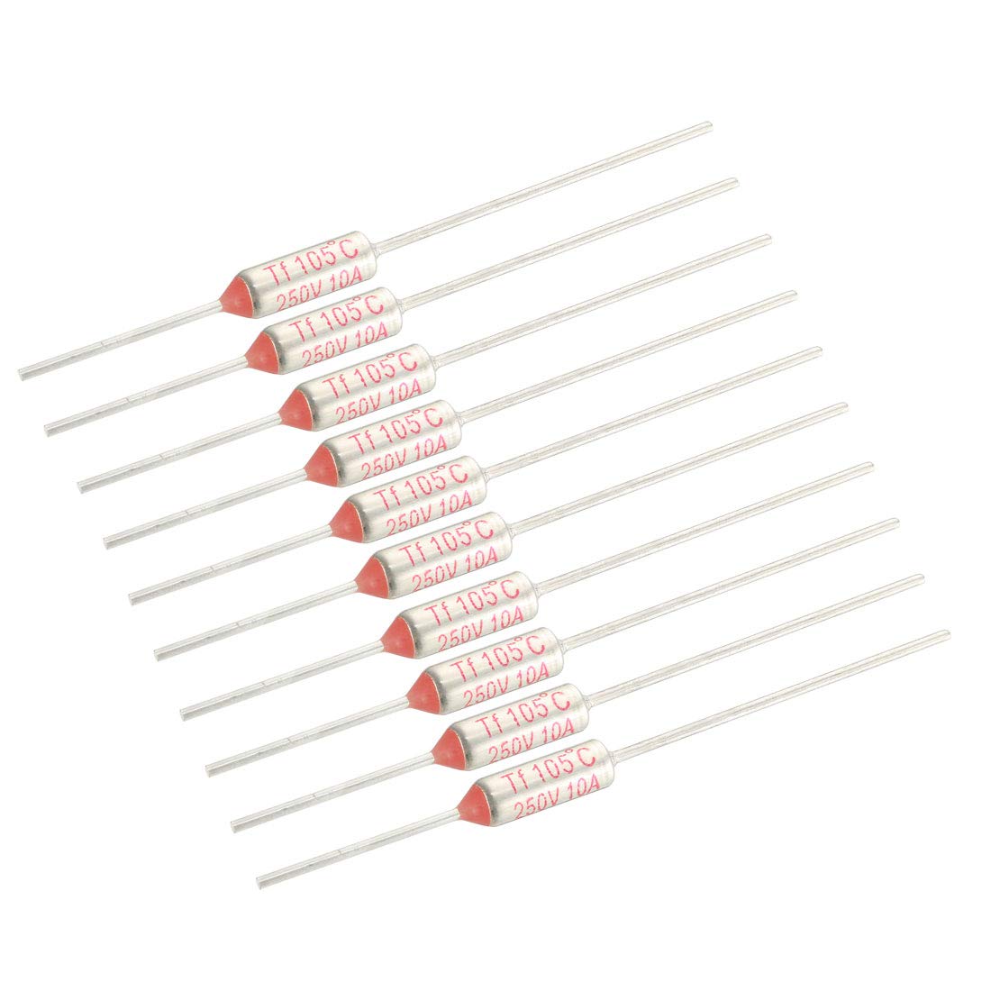 sourcingmap 250V 10A 105℃ Celsius Circuit Cut Off Temperature Thermal Fuse 10 Pcs