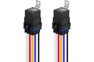 Ronybuy 5-Pin Waterproof Relay Kit 40/30 AMP 12V Relay Switch with Harness 12&16 AWG Tinned Copper Wires, SPDT Automotive Relay Kit for Horns Starters Radiator Motor Fans Boats, Pack of 2