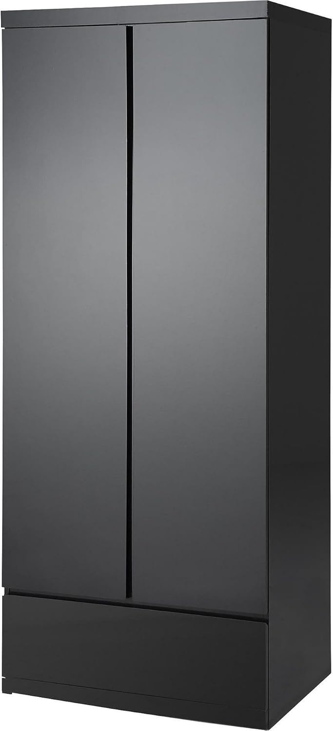Tesco Maine Modern 2 Door 1 Drawer Double Wardrobe Black Gloss A