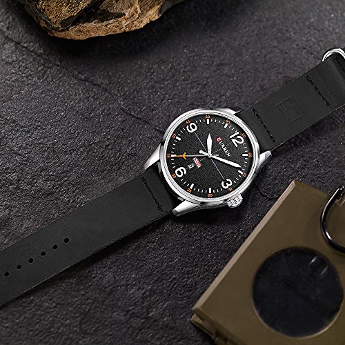 Casual Hombres Relojes Ejército Verde Correa De Cuero Reloj Masculino Fecha Reloj De Cuarzo Reloj De Pulsera erkek KOL Saati Montre Homme - Imagen 3