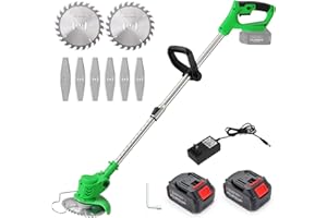 MAXMAN Weed Wacker Cordless Electric Brush Cutter 52 Inch Grass Trimmer Stingless Lightweight Grass Weedeater Battery Powered 8 Blades,2 Batteries, 1 Charger Used for Dense Weeds and Garden Yard Trimming