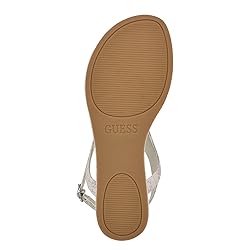 Guess Women's UNALI Flat Sandal, Ivory Logo 150, 9