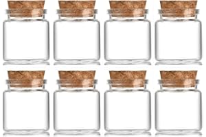 EWEIGEER 8 pcs 30ml Small Glass Bottles with Cork Stopper,Decorative Bottle,Vials Jars,Cute Storage Jar,Wishing Bottle 37x40mm(1.46x1.58inch)