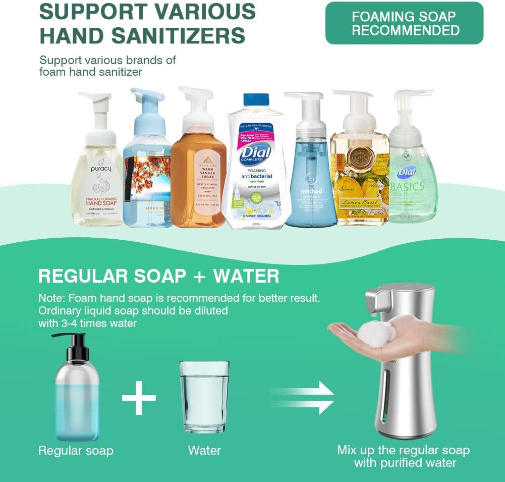 [Updated Version] HadinEEon Automatic Soap Dispenser, 12 Oz Touchless Foam Soap Dispenser, Waterproof Foaming Hand Soap Dispenser for Bathroom, Kitchen: Home & Kitchen