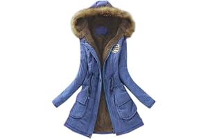 SRIPER Long Puffer Jacket with Faux Fur Hood Womens Tie Waist Military Anorak Jacket Zip Up Long Sleeve Parka Coats