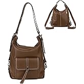 DONNAIN Genuine Leather Backpack Purse for Women Large Capacity, Anti-Theft Travel Backpack Leather Convertible Shoulder Bag (Coffee)