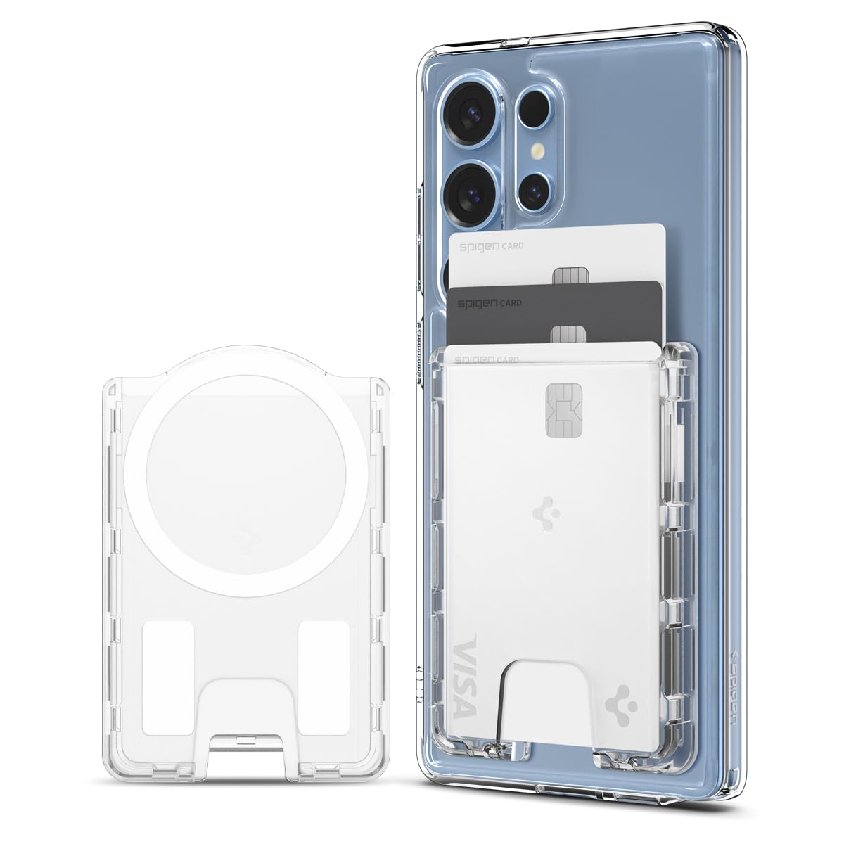 Spigen for MagSafe Wallet, Holds 3 Cards, Ultra Hybrid Compatible with Galaxy S26/S25/S24 Ultra/Edge/Plus, Z Fold 7, Pixel 10a/Pro XL/Fold, iPhone 17/16/15/14/13, Plaud Note, Card Holder - CC MagFit
