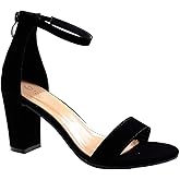TOP MODA Hannah-1 Ankle Strap Dressy High Heel Sandal, Non-slip Sole, For Wedding, Party, Prom, Evening Wear, or Any Occasion, Sleek Style Block Heel Sandals