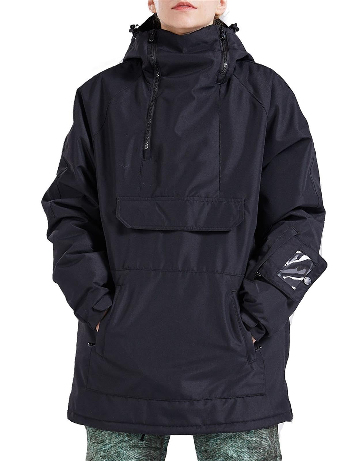 Photo 1 of SNBOCON Womens Ski Snow Jacket Waterproof Windproof Warm Snowboarding Winter Coat with Hood(L,A-Black)