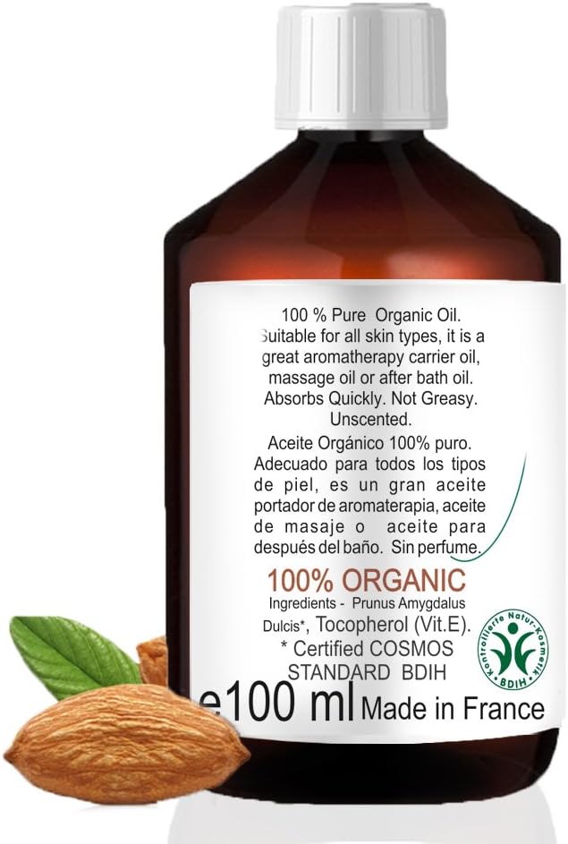 Certified Organic Cold Pressed Sweet Almond Oil 100 Pure (100 ml