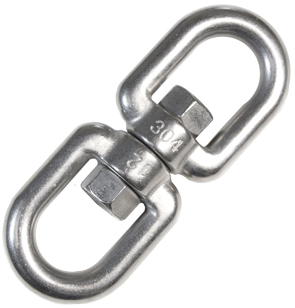 AMANKA Swivel with Double Closed Ring 10x125mm Stainless Steel Rotating Joint to Hang Swing Chairs Punching Bags max 420Kg