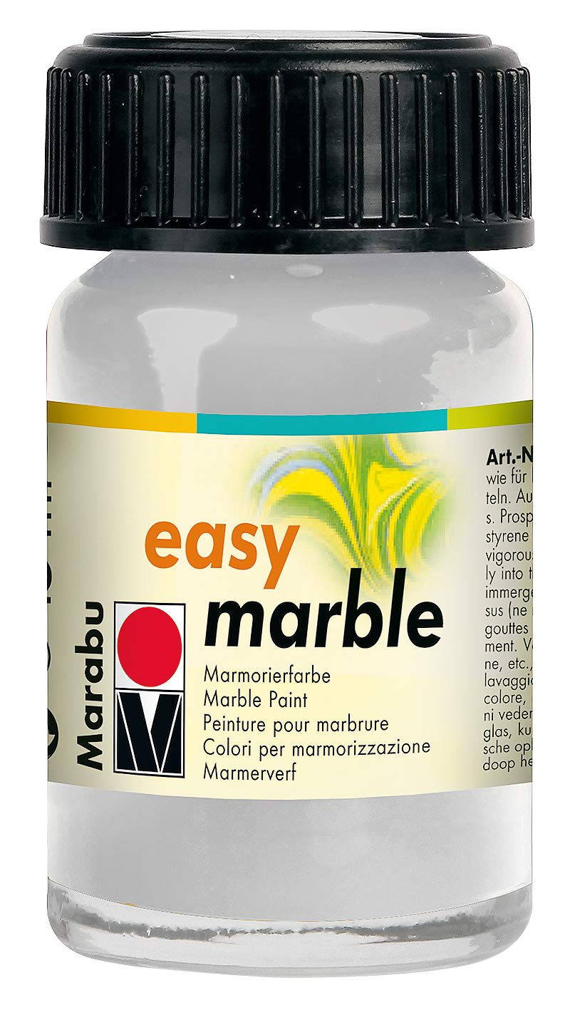 Marabu Easy Marble, Silver, (082), 15ml, For Creating Immersion Marble Effects On Plastic, Glass, Wood, Papier Mâché, Eggs, Metal, Polystyrene And More — image 1