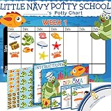 Potty Training Chart for Toddlers - Sea Theme - Sticker Chart - Celebratory Diploma, Crown and Book - 4 Week Potty Chart for Girls and Boys - Potty Training Sticker Chart