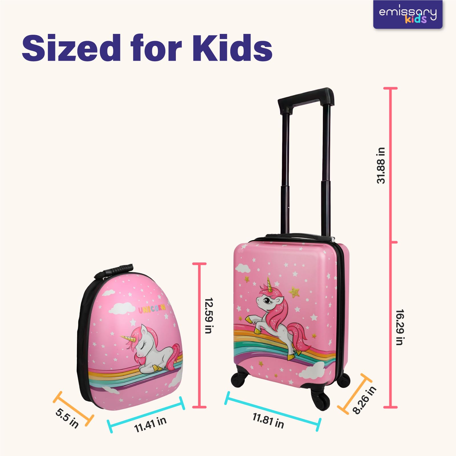 emissary Kids Suitcase for girls, 16
