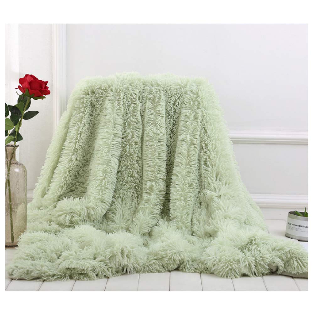 Hggzeg Super Soft Long Shaggy Throw Blanket, Elegant Cozy Faux Fur Decorative Throw Blanket for Couch Chair & Bed (Green, 130 x 160cm)